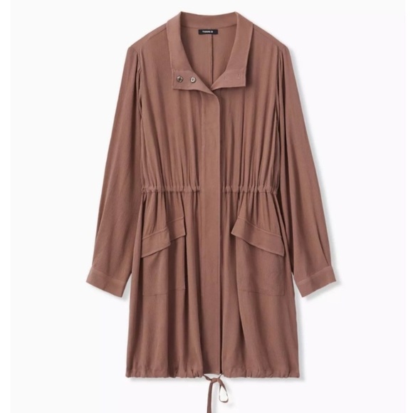 torrid Jackets & Blazers - Torrid Anorak Taupe Crinkled Gauze Jacket 2X